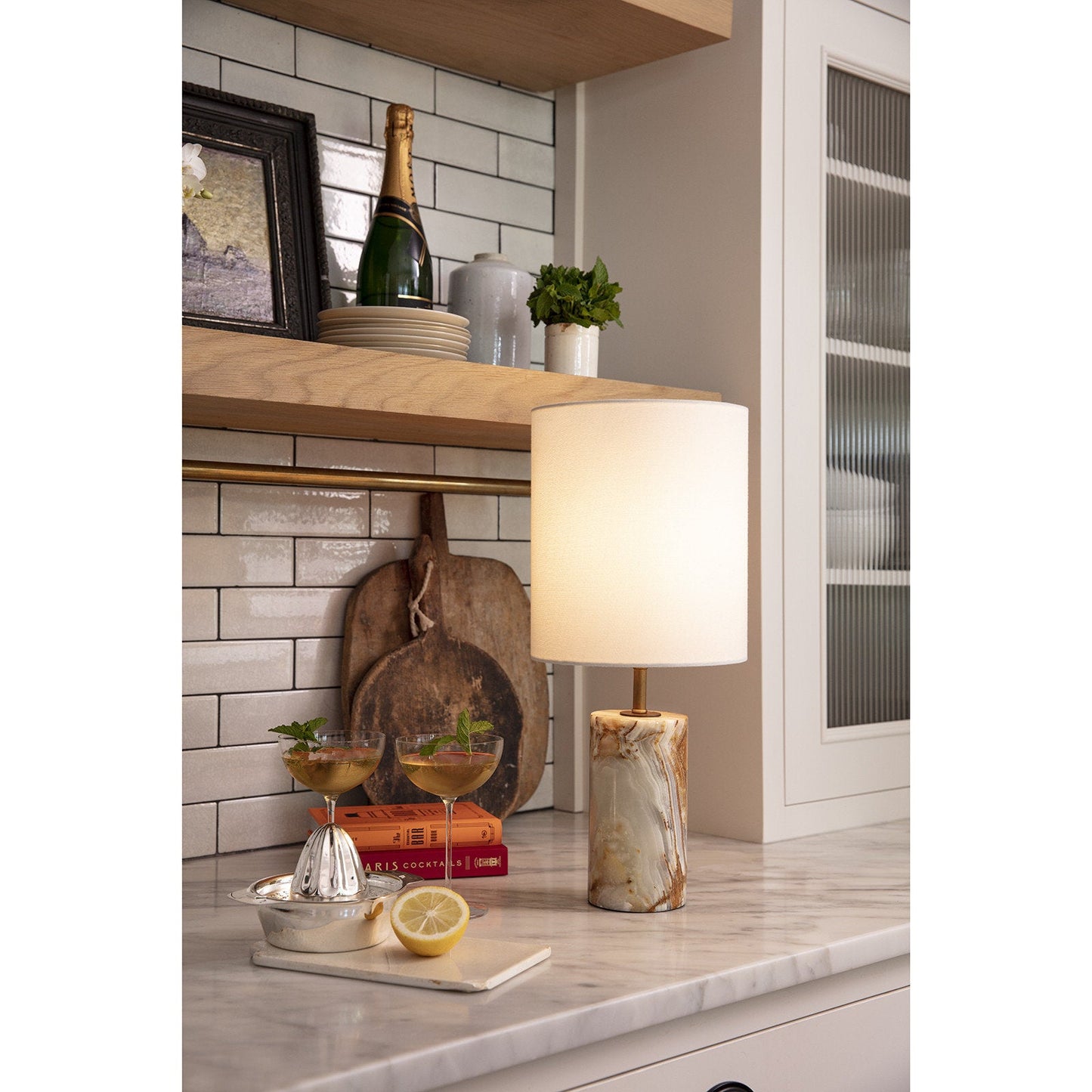 Elegant Marble Table Lamp with Fabric Shade – Ideal for Bedroom or Living Room 8