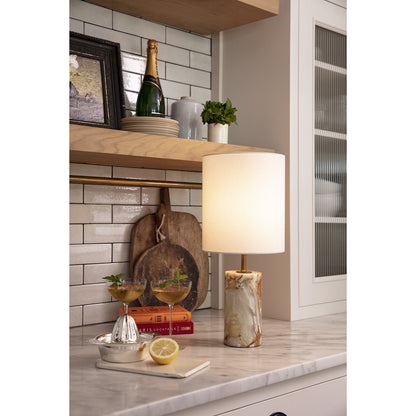 Elegant Marble Table Lamp with Fabric Shade – Ideal for Bedroom or Living Room 8