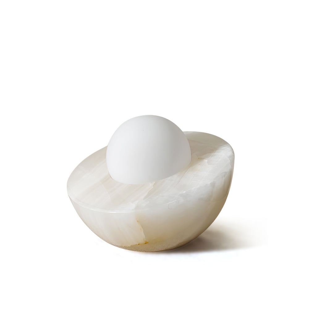 Minimalist Table Lamp with Marble Base and Frosted Glass Shade – 20 cm, Perfect for Bedroom or Living Room 2