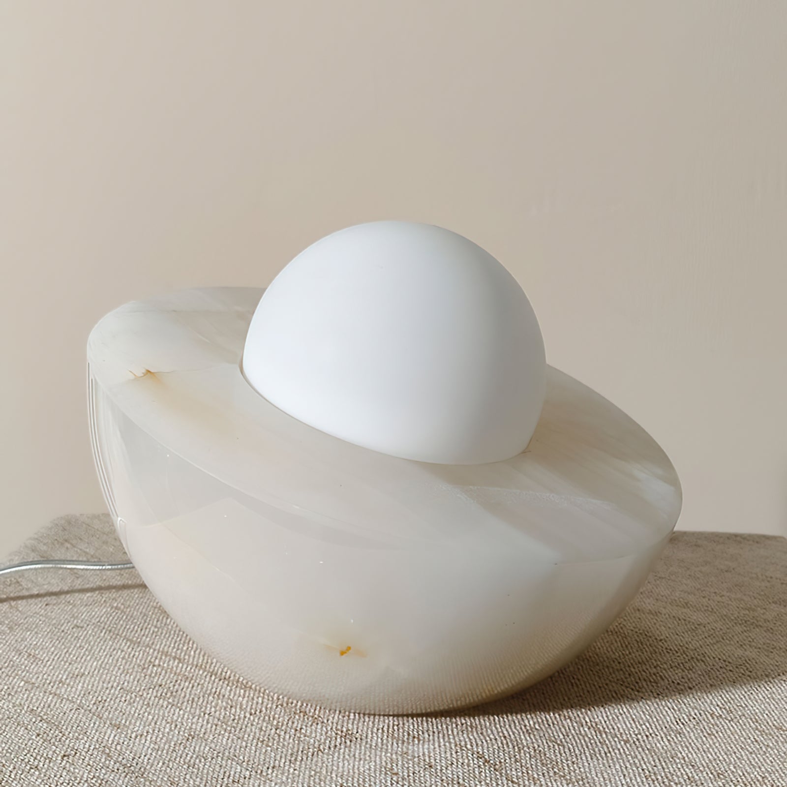 Minimalist Table Lamp with Marble Base and Frosted Glass Shade – 20 cm, Perfect for Bedroom or Living Room 4