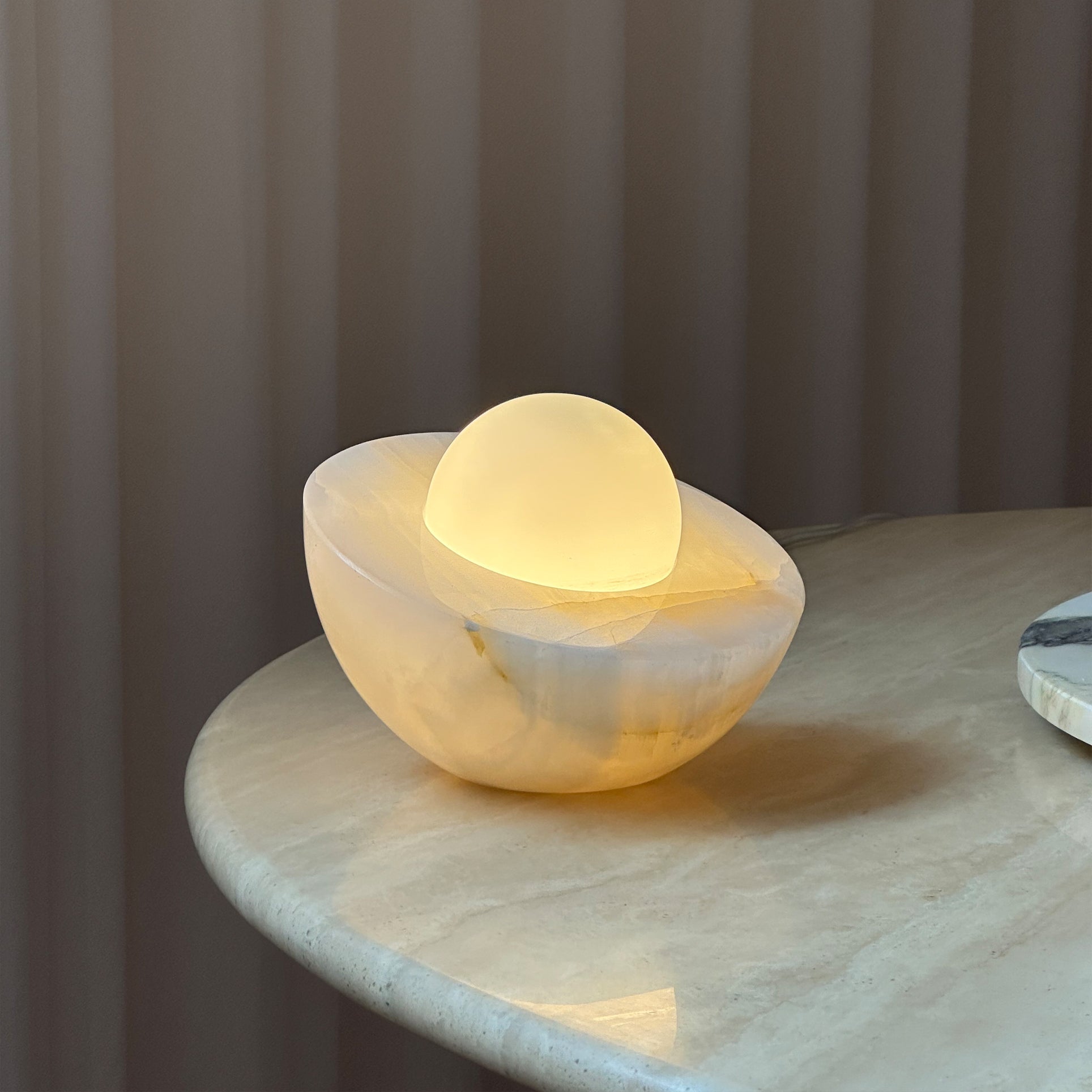 Minimalist Table Lamp with Marble Base and Frosted Glass Shade – 20 cm, Perfect for Bedroom or Living Room 6