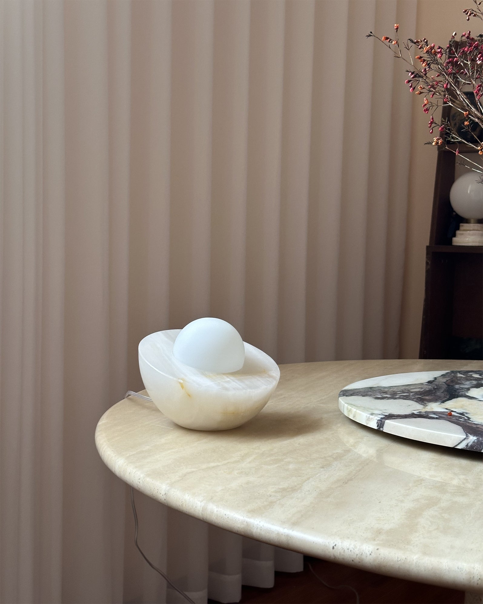 Minimalist Table Lamp with Marble Base and Frosted Glass Shade – 20 cm, Perfect for Bedroom or Living Room 8