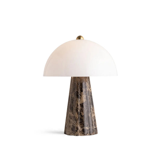 Marble Base Table Lamp with Glass Shade – Modern Bedside or Desk Lamp, 20cm Diameter 1