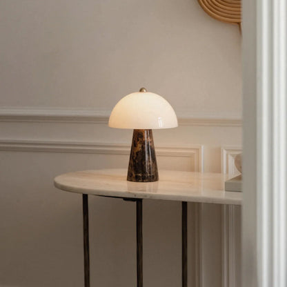 Marble Base Table Lamp with Glass Shade – Modern Bedside or Desk Lamp, 20cm Diameter 3