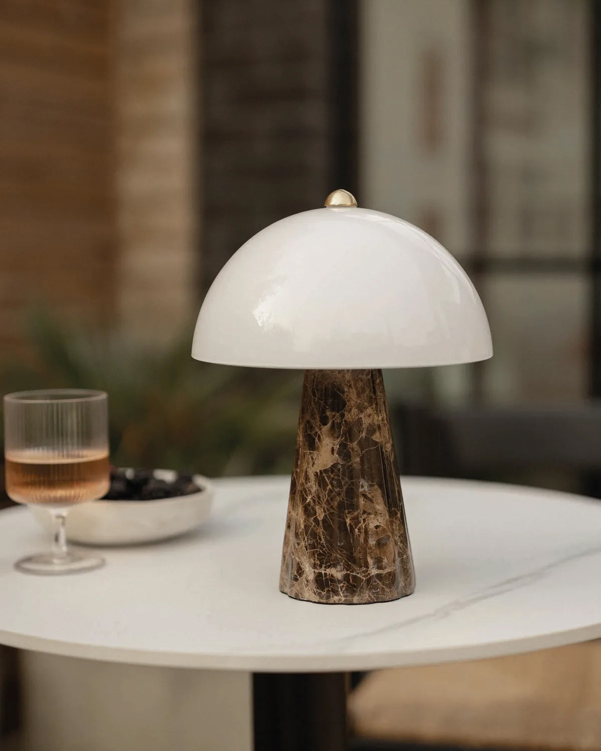Marble Base Table Lamp with Glass Shade – Modern Bedside or Desk Lamp, 20cm Diameter 4