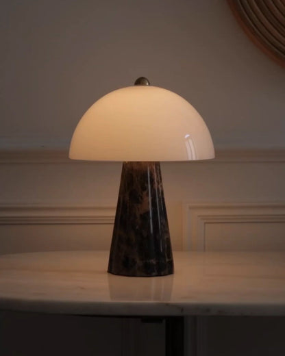 Marble Base Table Lamp with Glass Shade – Modern Bedside or Desk Lamp, 20cm Diameter 5