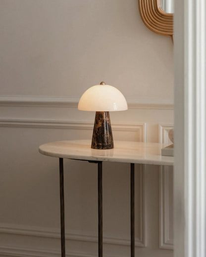 Marble Base Table Lamp with Glass Shade – Modern Bedside or Desk Lamp, 20cm Diameter 7