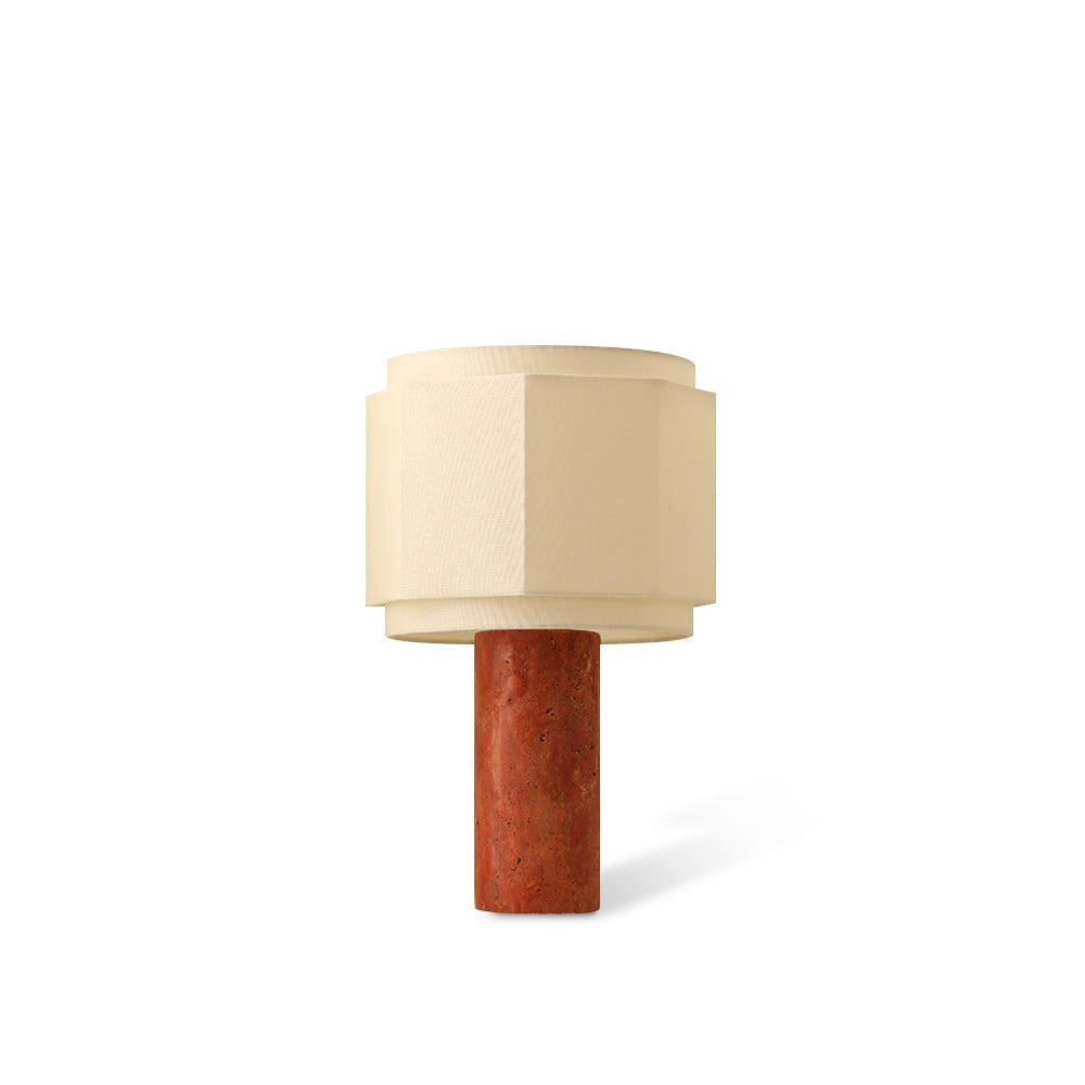 Elegant Table Lamp with Red Travertine Base and Fabric Shade – Perfect for Bedroom or Living Room 2