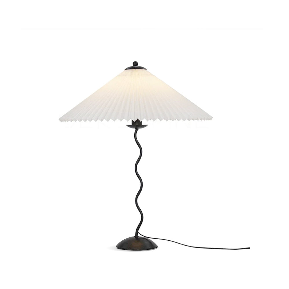Nordic Style Pleated Table Lamp with Curvy Design – Beige Fabric Shade 2
