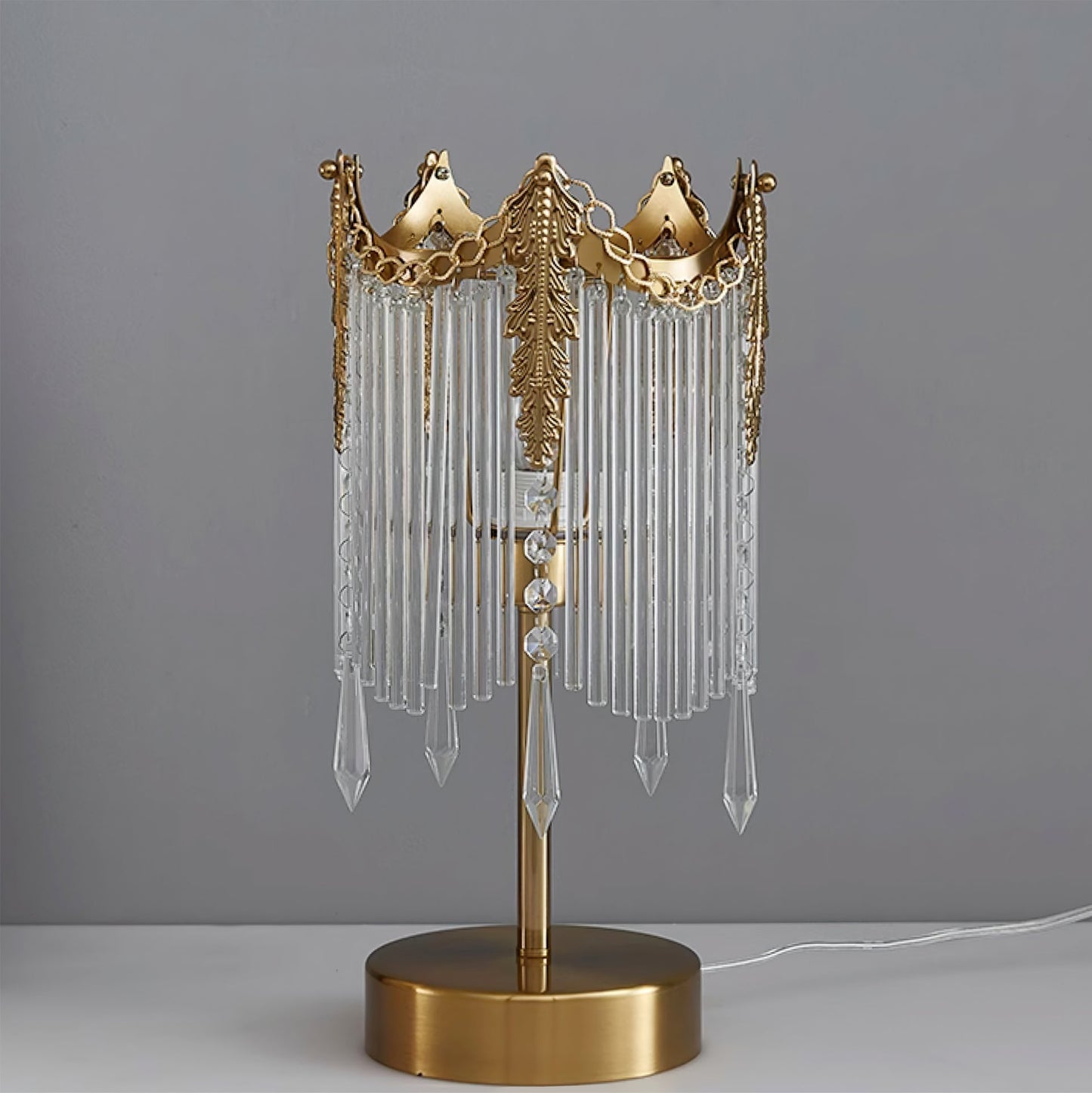 Modern Table Lamp with Unique Design and Soft Lighting – Gold and Clear Finish 4