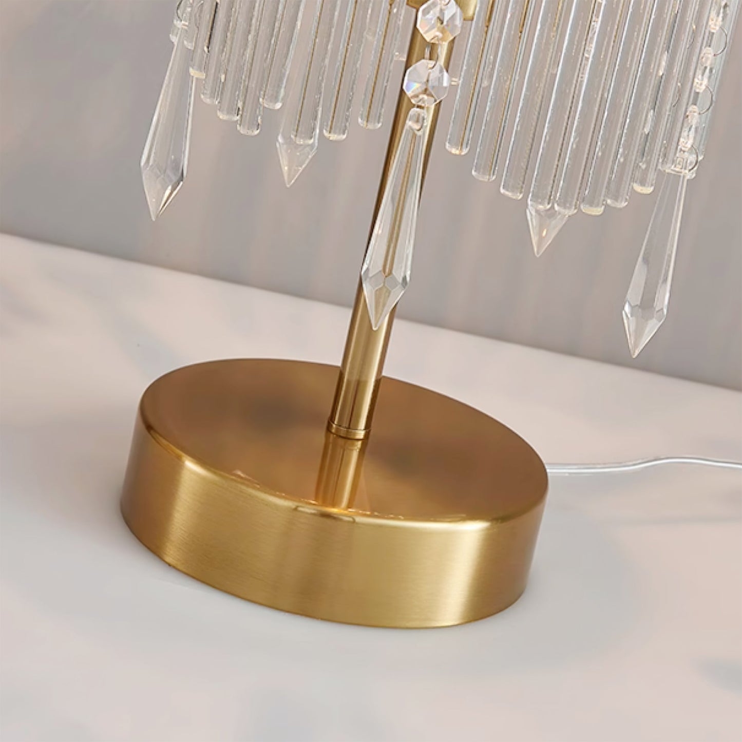 Modern Table Lamp with Unique Design and Soft Lighting – Gold and Clear Finish 5