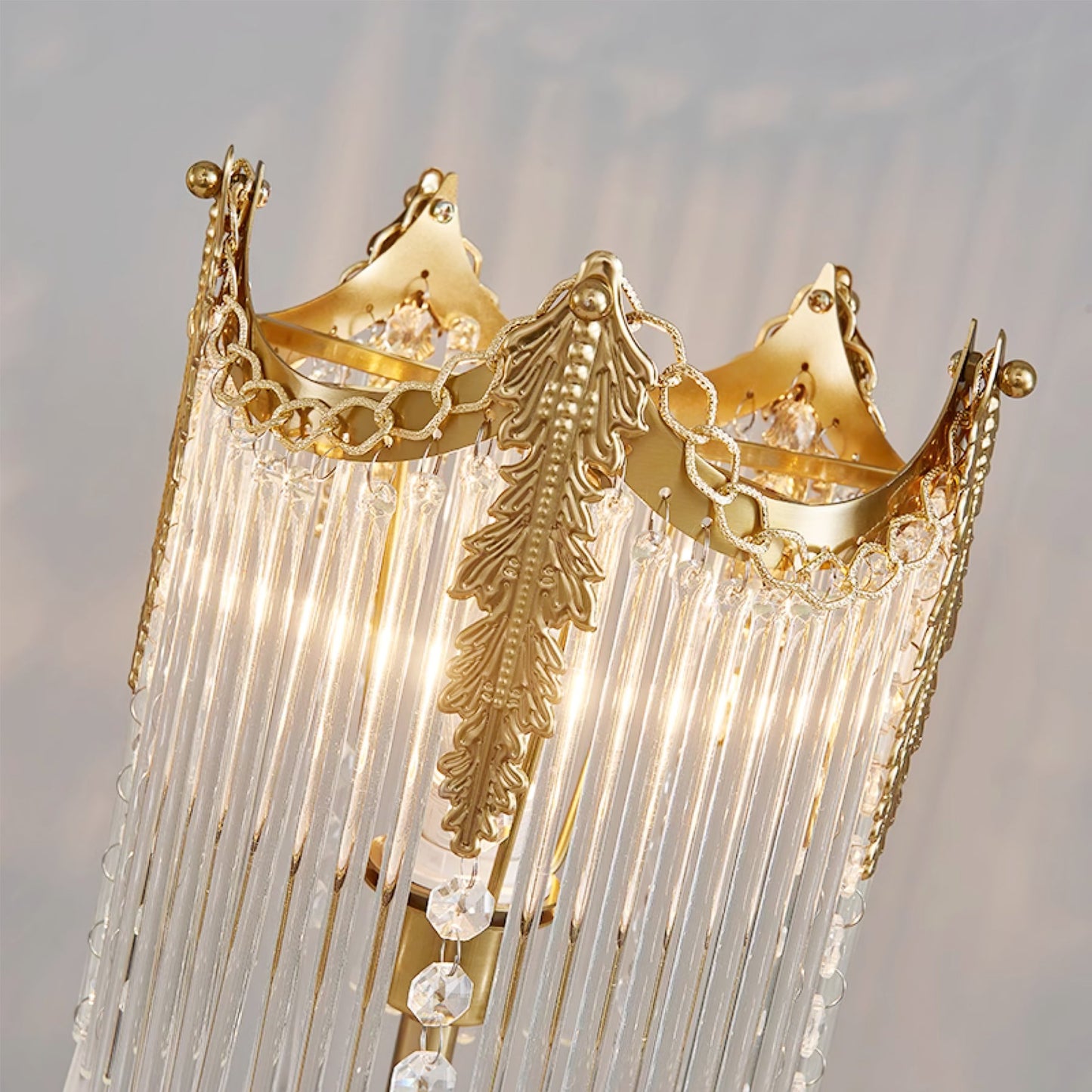 Modern Table Lamp with Unique Design and Soft Lighting – Gold and Clear Finish 7