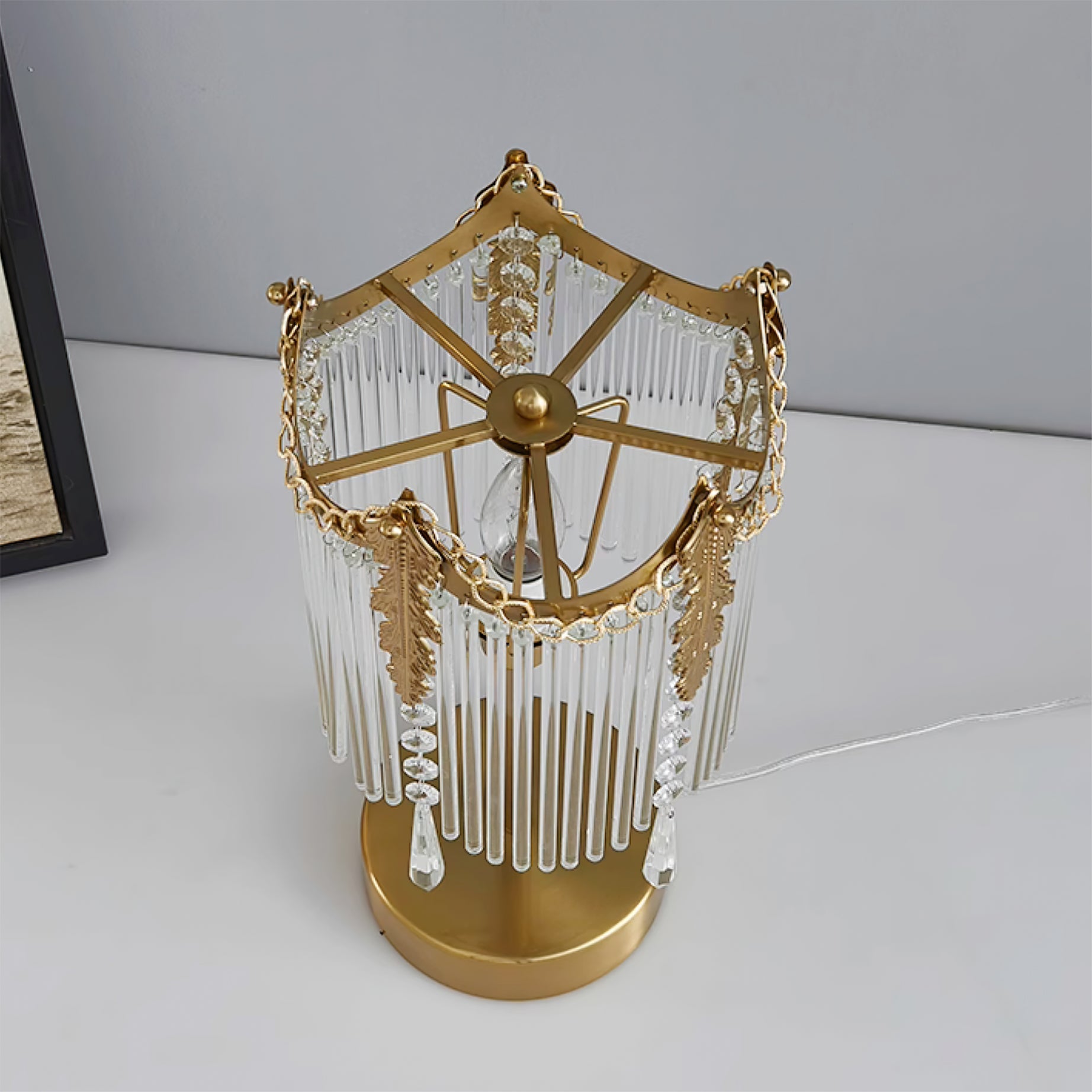 Modern Table Lamp with Unique Design and Soft Lighting – Gold and Clear Finish 8