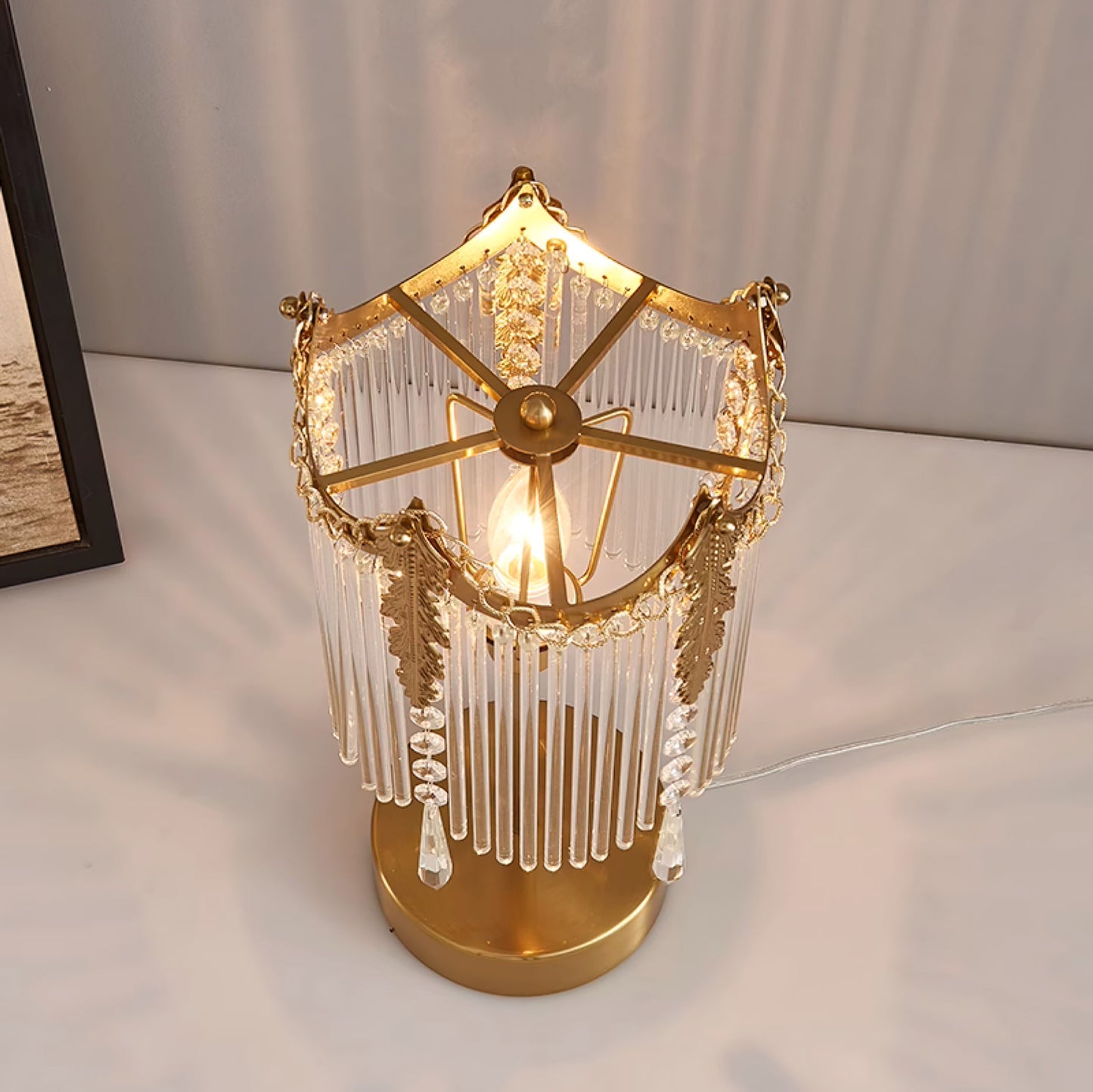 Modern Table Lamp with Unique Design and Soft Lighting – Gold and Clear Finish 9