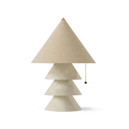 Pyramid Table Lamp with Marble Base and Fabric Shade – Indoor Lighting Solution 1