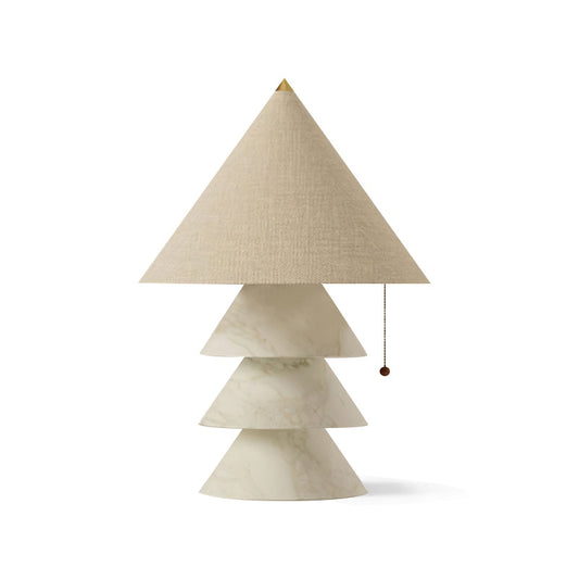 Pyramid Table Lamp with Marble Base and Fabric Shade – Indoor Lighting Solution 1