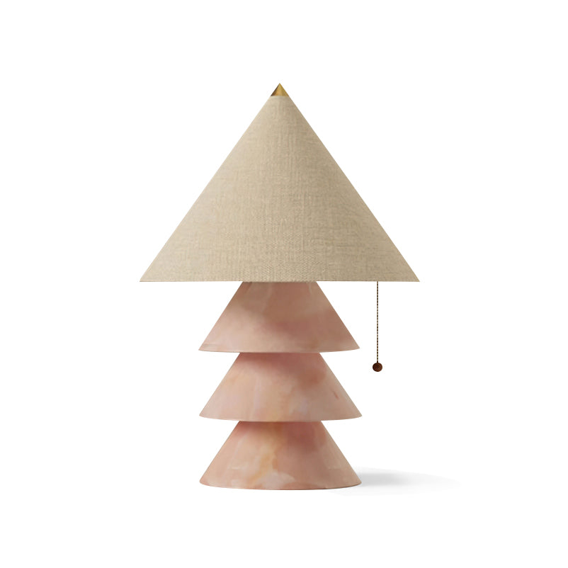 Pyramid Table Lamp with Marble Base and Fabric Shade – Indoor Lighting Solution 11