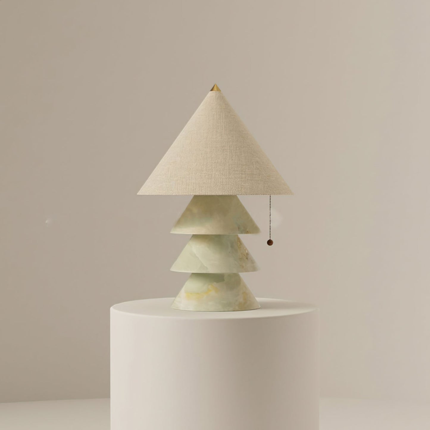 Pyramid Table Lamp with Marble Base and Fabric Shade – Indoor Lighting Solution 3