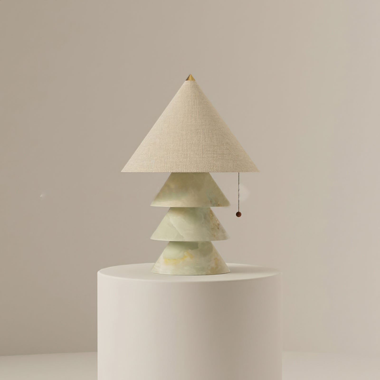 Pyramid Table Lamp with Marble Base and Fabric Shade – Indoor Lighting Solution 3