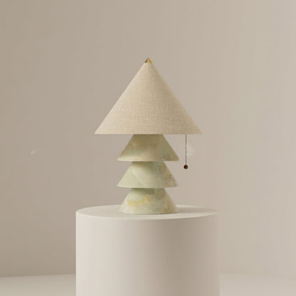 Pyramid Table Lamp with Marble Base and Fabric Shade – Indoor Lighting Solution 3