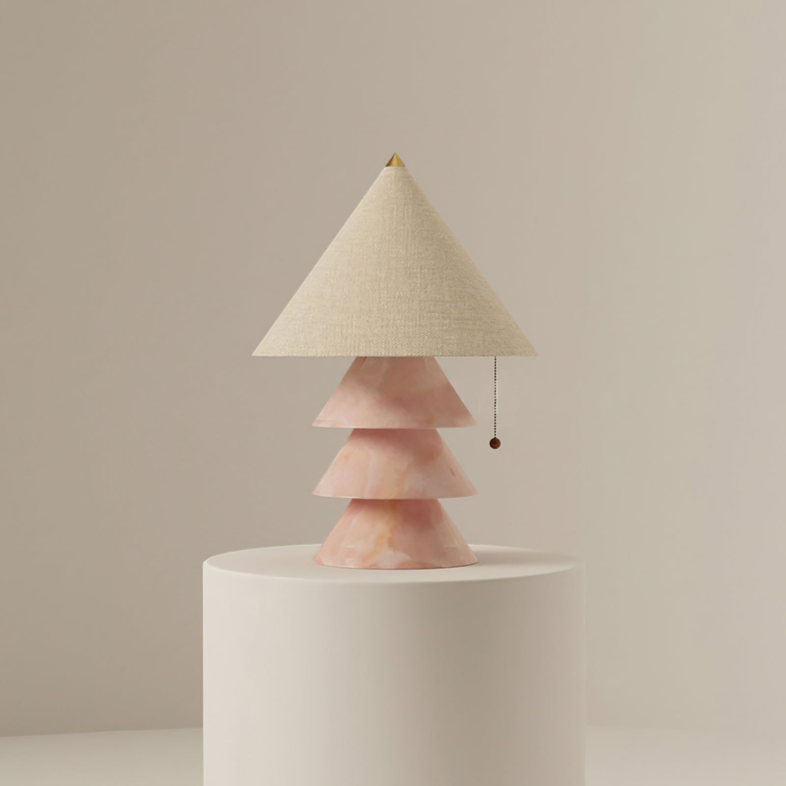 Pyramid Table Lamp with Marble Base and Fabric Shade – Indoor Lighting Solution 4