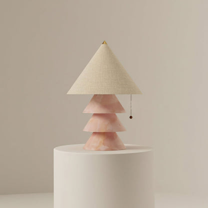 Pyramid Table Lamp with Marble Base and Fabric Shade – Indoor Lighting Solution 4