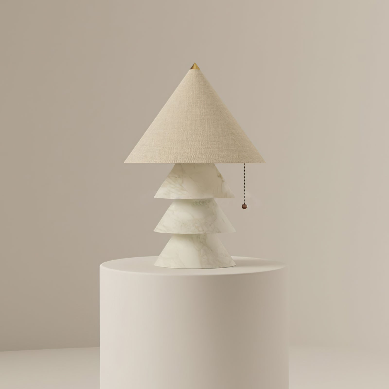 Pyramid Table Lamp with Marble Base and Fabric Shade – Indoor Lighting Solution 5
