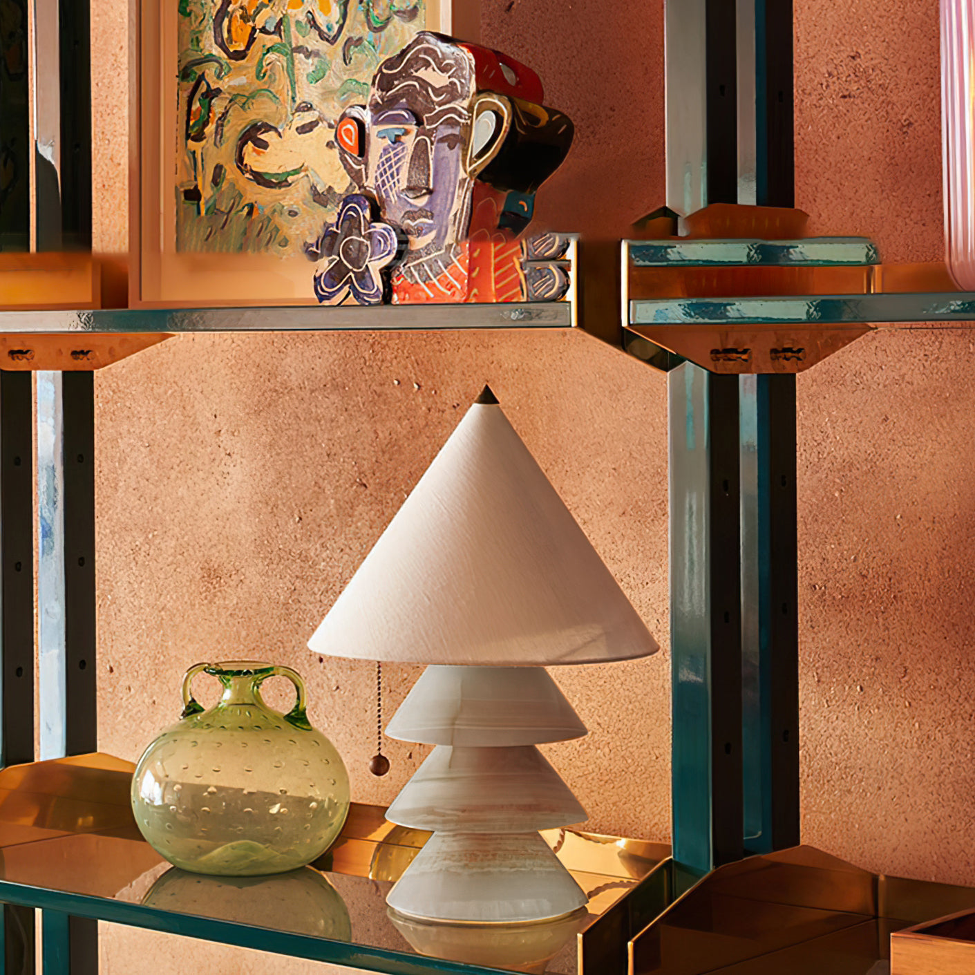 Pyramid Table Lamp with Marble Base and Fabric Shade – Indoor Lighting Solution 7
