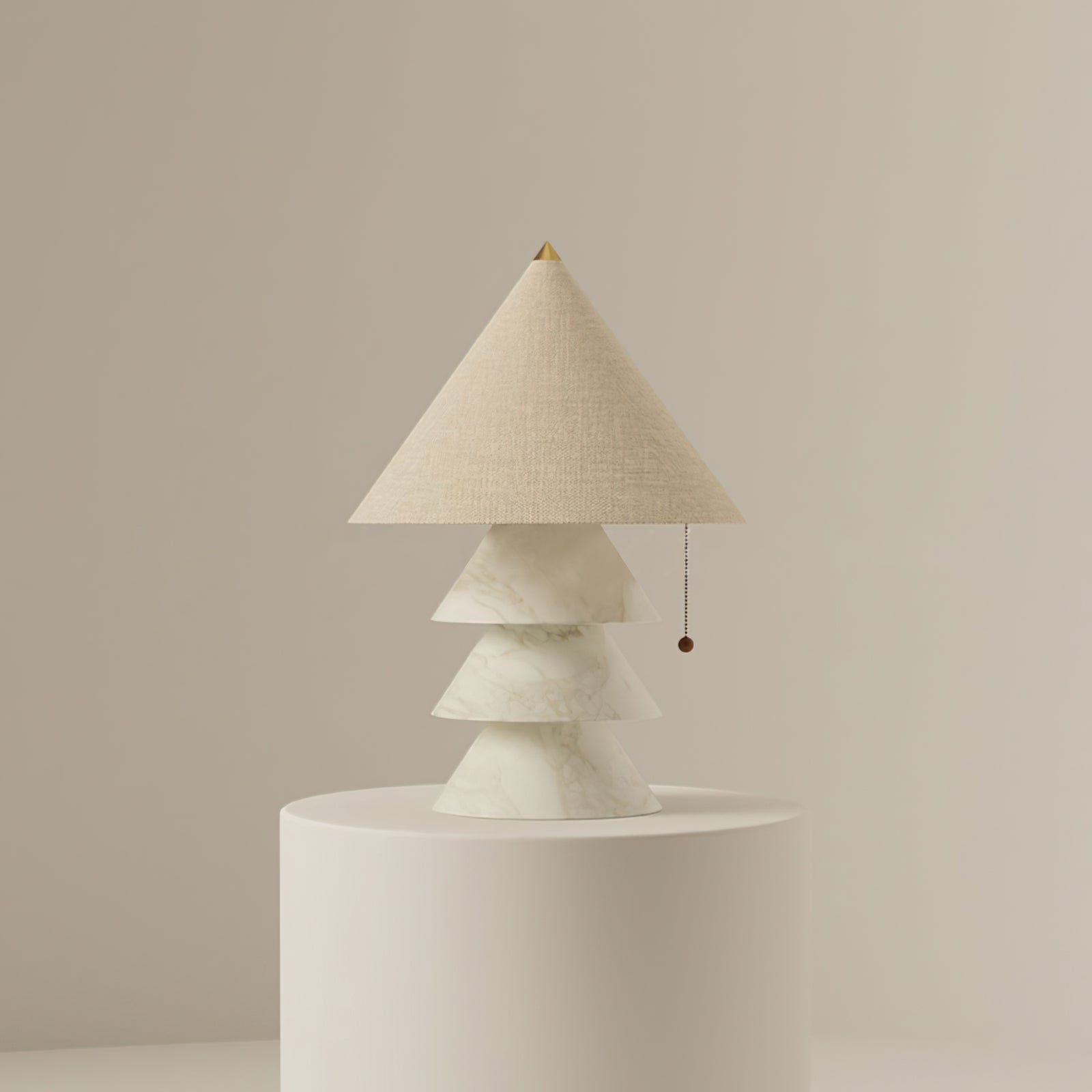 Pyramid Table Lamp with Marble Base and Fabric Shade – Indoor Lighting Solution 8