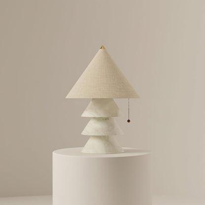 Pyramid Table Lamp with Marble Base and Fabric Shade – Indoor Lighting Solution 8