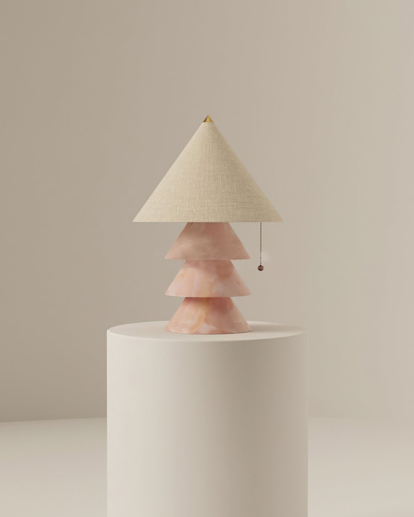 Pyramid Table Lamp with Marble Base and Fabric Shade – Indoor Lighting Solution 9