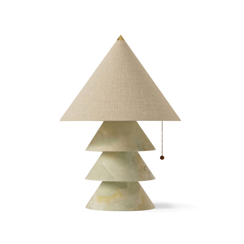 Pyramid Table Lamp with Marble Base and Fabric Shade – Indoor Lighting Solution 10