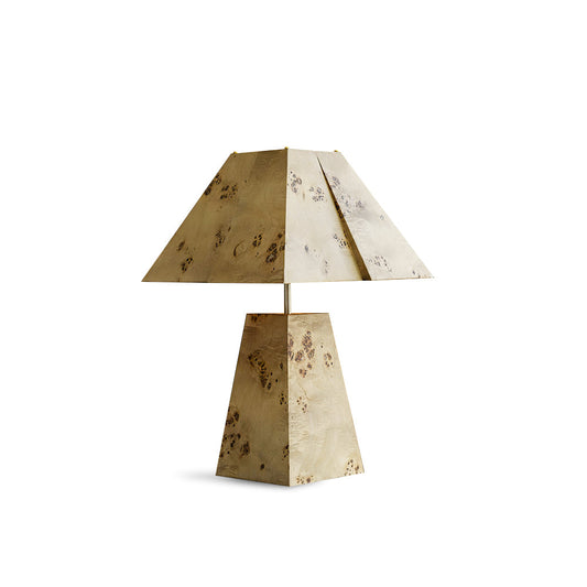 Pyramid Wood Table Lamp – Geometric Design Nightstand or Desk Lamp for Bedroom and Living Room 1