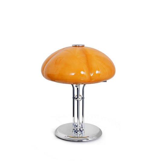 Stylish Table Lamp with Orange Glass Shade and Chrome Base – Ideal for Bedroom or Living Room 1