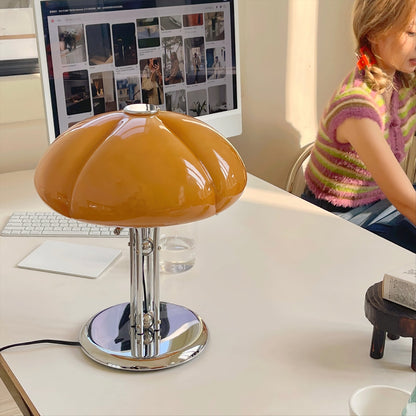Stylish Table Lamp with Orange Glass Shade and Chrome Base – Ideal for Bedroom or Living Room 3