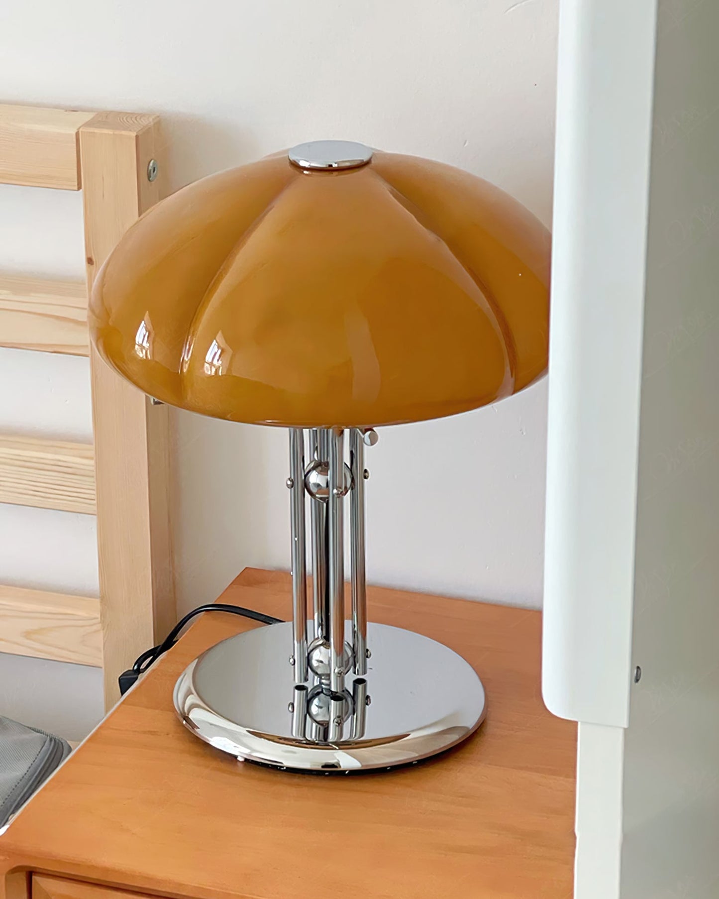Stylish Table Lamp with Orange Glass Shade and Chrome Base – Ideal for Bedroom or Living Room 5