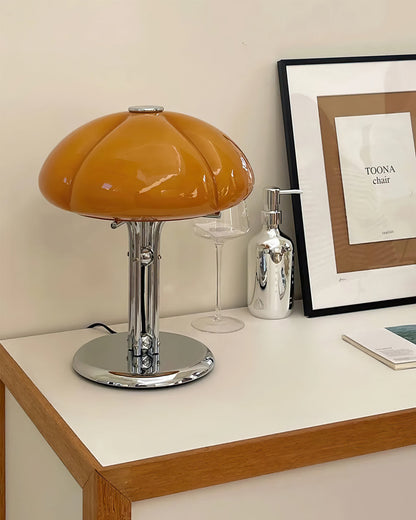 Stylish Table Lamp with Orange Glass Shade and Chrome Base – Ideal for Bedroom or Living Room 8