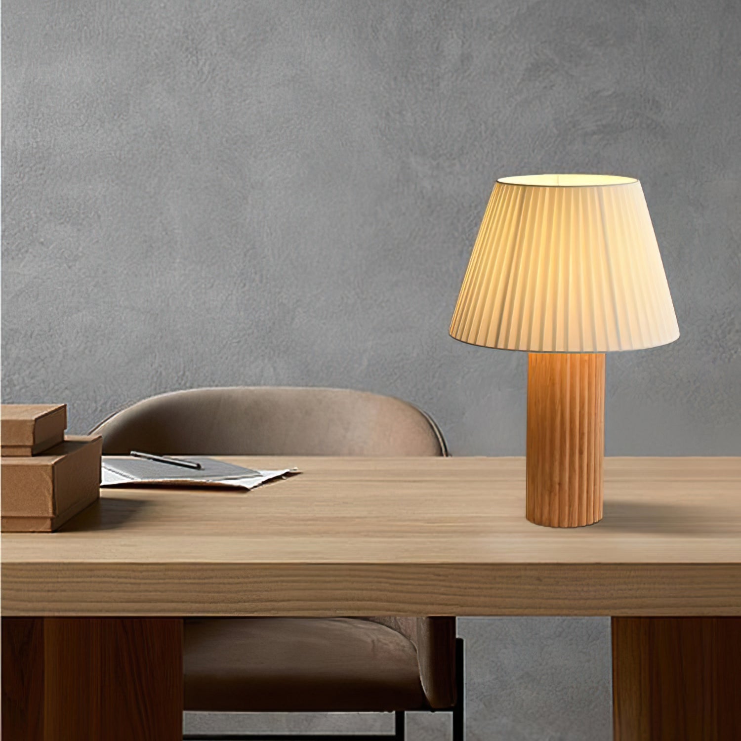 Wooden Table Lamp with Fabric Shade – Elegant Minimalist Design for Home and Office 4