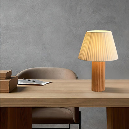 Wooden Table Lamp with Fabric Shade – Elegant Minimalist Design for Home and Office 4