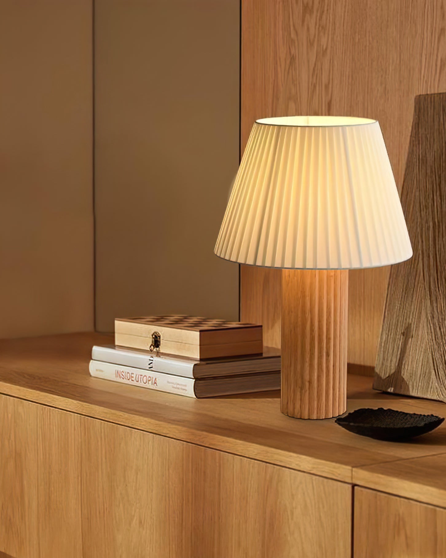 Wooden Table Lamp with Fabric Shade – Elegant Minimalist Design for Home and Office 7