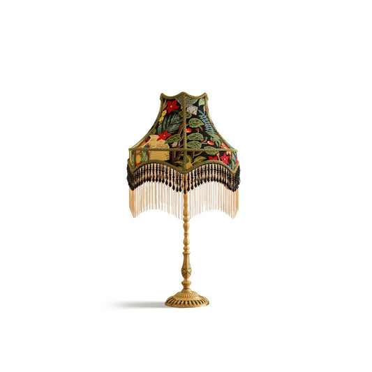 Retro Table Light with Silk Shade and Brass Base – Elegant Indoor Lighting 1