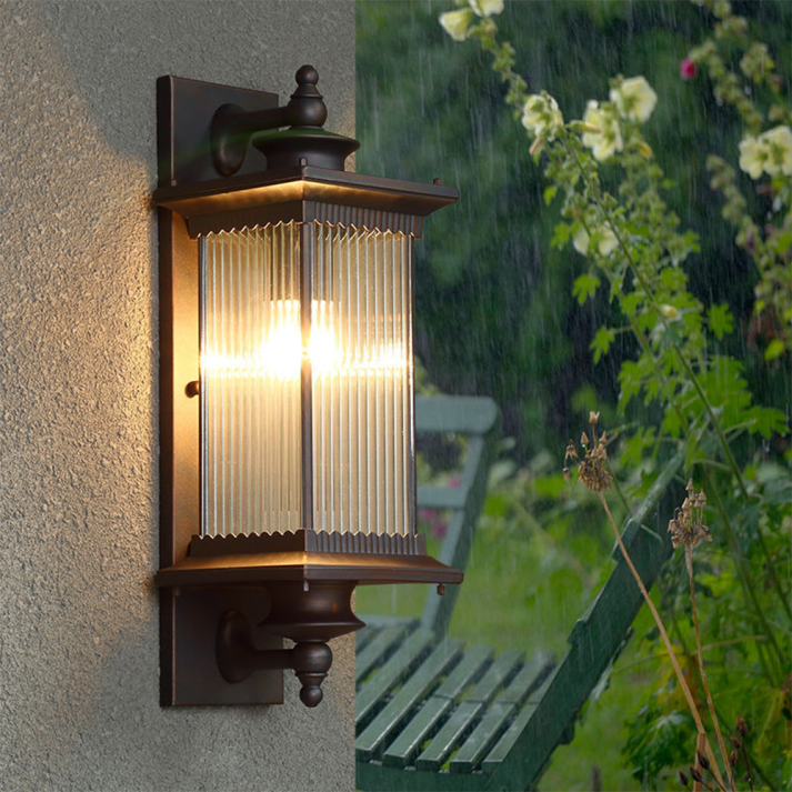 Retro Outdoor Wall Light – Vintage Black Rectangular Exterior Wall Sconce, 22.83 High 1
