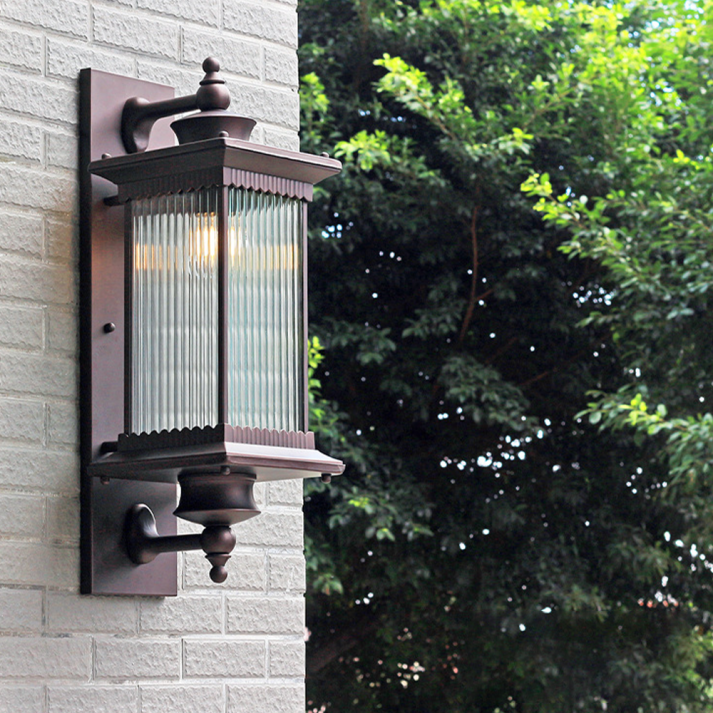 Retro Outdoor Wall Light – Vintage Black Rectangular Exterior Wall Sconce, 22.83 High 2