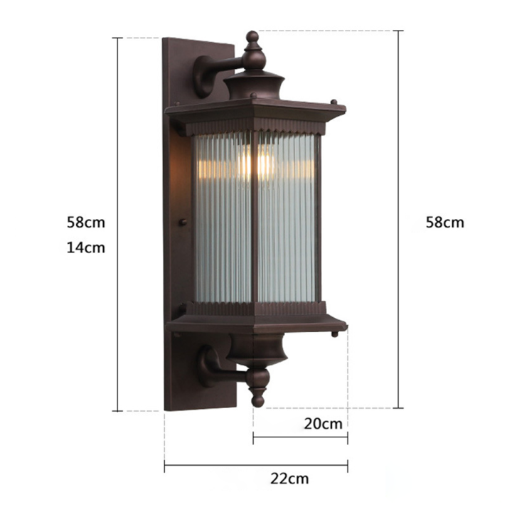 Retro Outdoor Wall Light – Vintage Black Rectangular Exterior Wall Sconce, 22.83 High 8