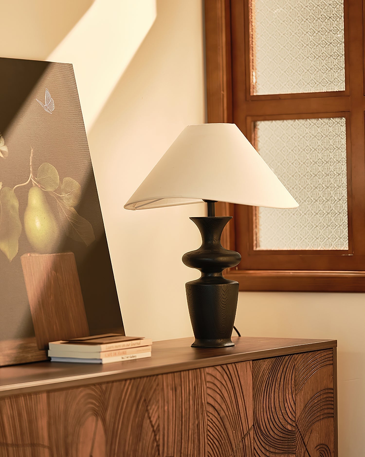 Modern Wood and Fabric Table Lamp with Asymmetrical Shade – 21.7 Inch 4