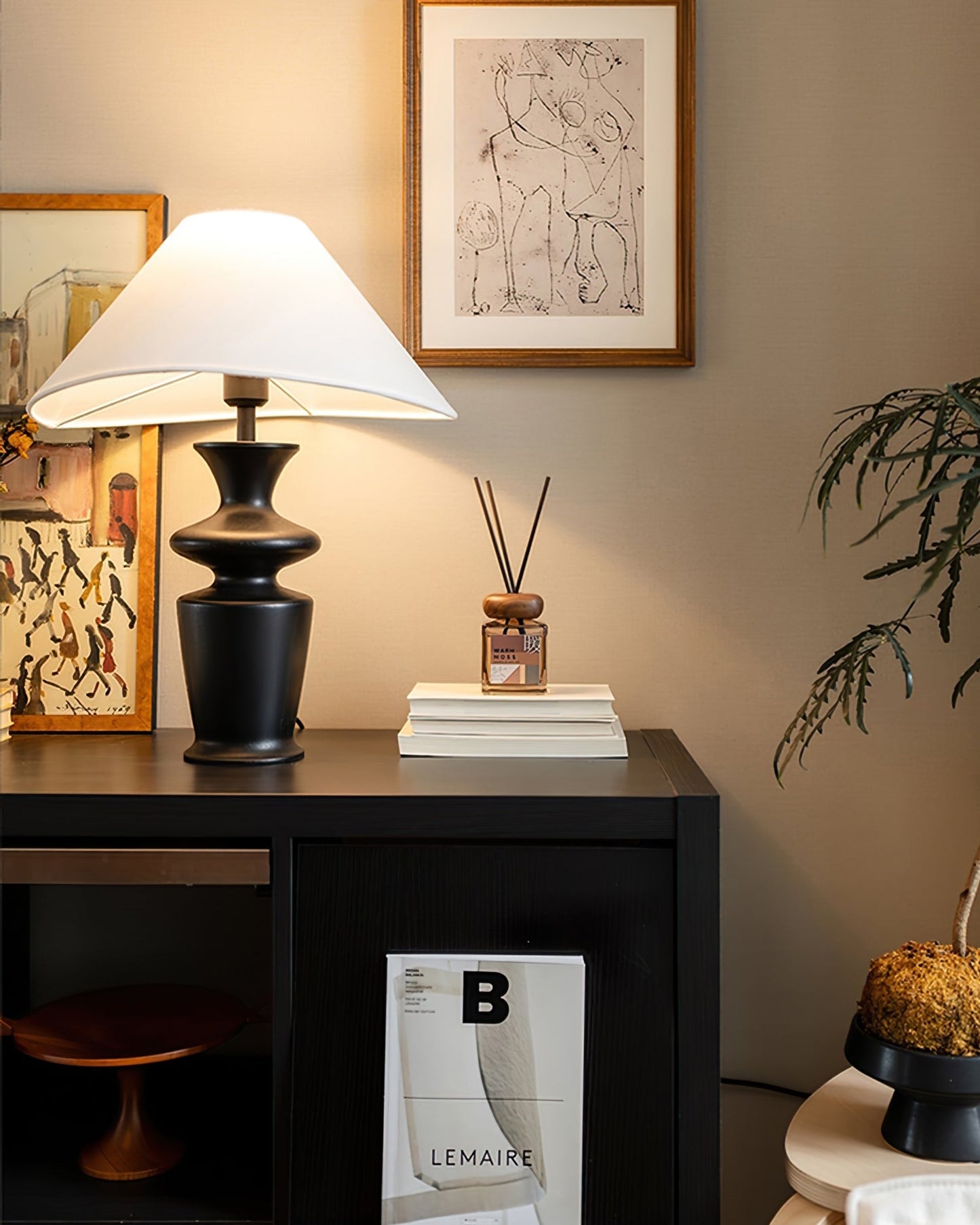 Modern Wood and Fabric Table Lamp with Asymmetrical Shade – 21.7 Inch 8