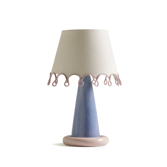 Elegant Ribbon Table Lamp with Ceramic Base and Fabric Shade - Soft Pastel Colors for Bedroom or Living Room 1