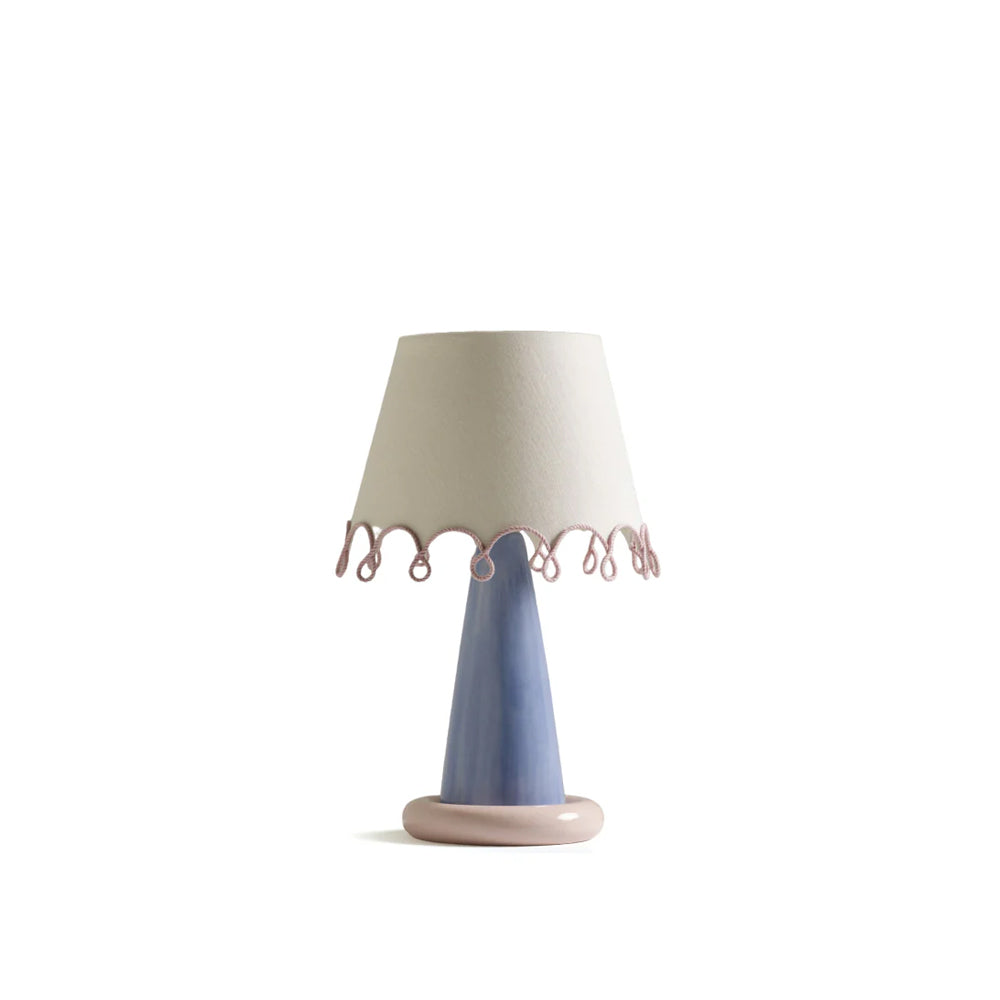 Elegant Ribbon Table Lamp with Ceramic Base and Fabric Shade - Soft Pastel Colors for Bedroom or Living Room 2