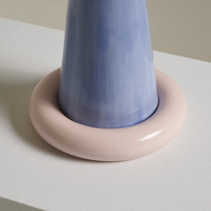 Elegant Ribbon Table Lamp with Ceramic Base and Fabric Shade - Soft Pastel Colors for Bedroom or Living Room 4