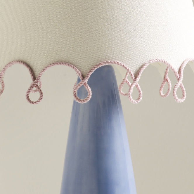 Elegant Ribbon Table Lamp with Ceramic Base and Fabric Shade - Soft Pastel Colors for Bedroom or Living Room 6